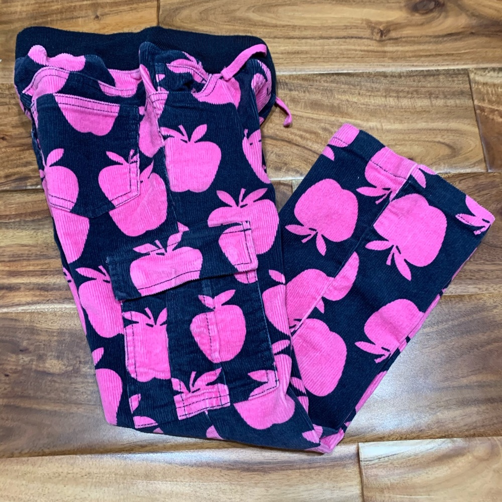 Mini Boden blue/pink apple Girl Corduroy pants
